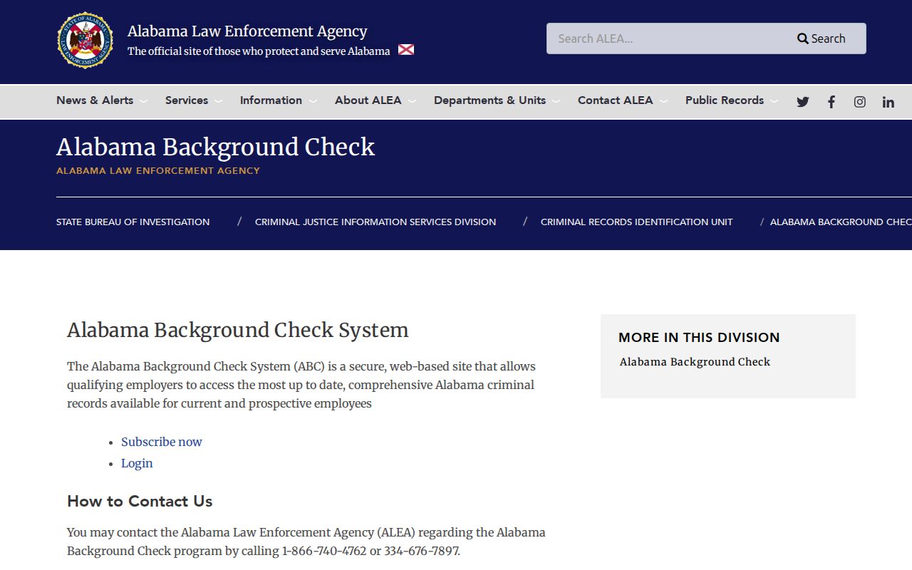 ALEA background check instructions for Sumter County criminal history