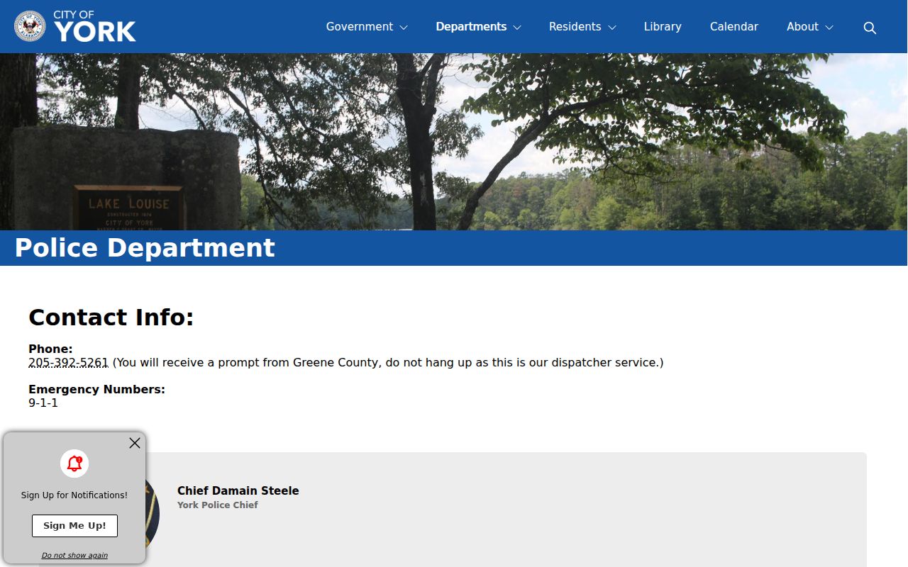 York criminal history police and dispatch page